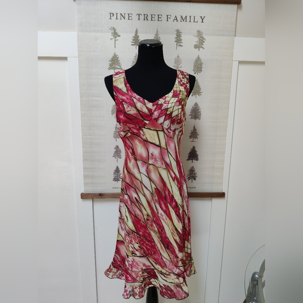 TRIBAL Sleeveless Abstract Midi Dress – Size 8